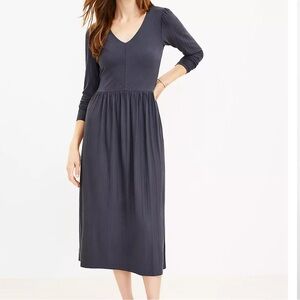 Ann Taylor Loft Textured Long Sleeve Midi Dress